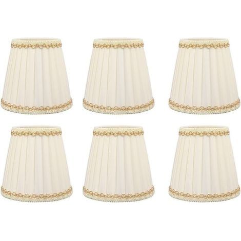 Set mit 6 kleinen Stofflampenschirmen – Zum Aufclipsen – Maße 9 x 14 x 13 cm – Für E14-Glühbirnen – Moderner Stil für Büro und Wohnzimmer (1/5)