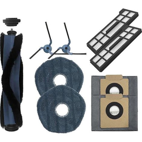 Accessoires pour aspirateur robot X10 Pro Omni : sac à poussière, filtre HEPA, rouleau, brosse latérale et chiffon de nettoyage. (1/5)