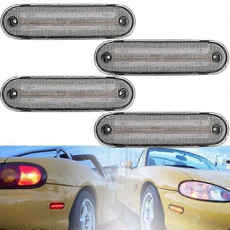 Juego de 4 luces LED de posición lateral con lente transparente, intermitentes delanteros y traseros para MAZDA MX-5 MX5 MIATA 1990-2005 hwyNO.1081