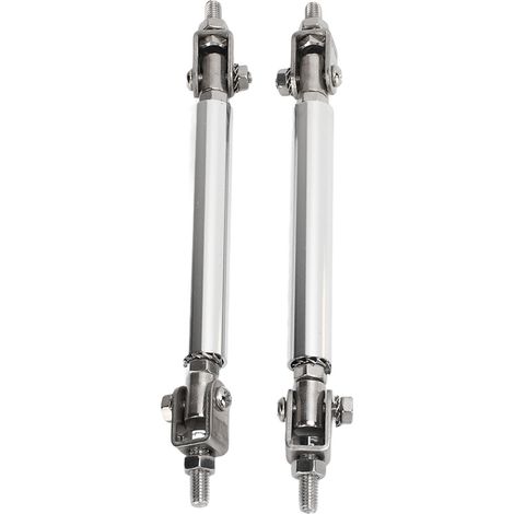 Aste di supporto regolabili da 7,5 cm, 2 pezzi, asta di protezione paraurti, asta labbro anteriore universale color argento per auto.