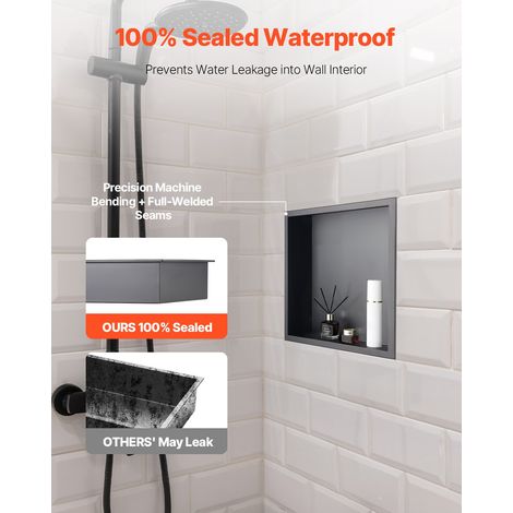 Niche Douche Encastrable, 10x33x33 cm, Niche Murale en Acier Inoxydable, Étagère de Salle de Bain Moderne Étanche, Facile à Nettoye… (1/5)