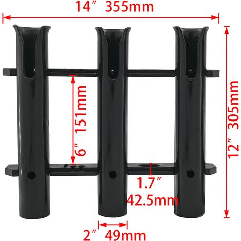 Triple rod holders made of black and white nylon for yachts and nautical equipment. Please specify the color when ordering.