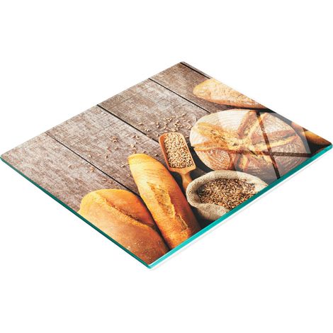 Tabla de cortar decorativa de vidrio templado para pan, madera y vetas, 60x52 cm