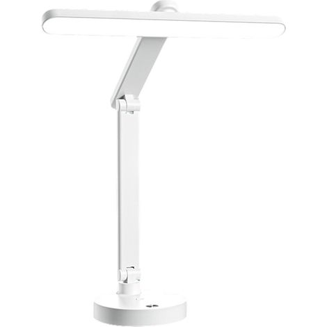 Lampe de bureau LED, lampe de lecture pliable à brancher avec 3 températures de couleur et intensité variable, lampe de protection des yeux avec arrêt pour téléphone et stylo, blanche (1/5)