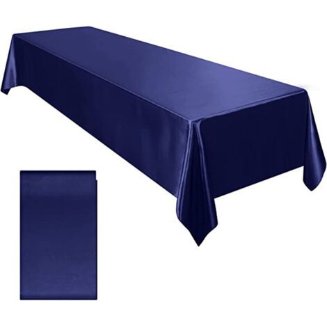 BUNTHAUS Nappe en satin de coton et lin tissu doux nappe carrée salon serviette carrée(bleu marine) (1/4)