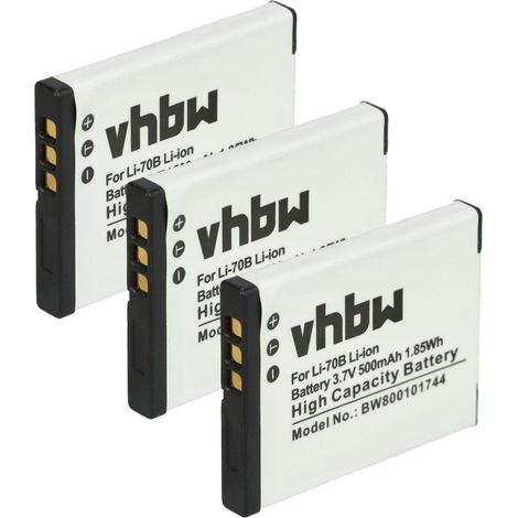 vhbw 3x Akku Ersatz für Olympus Li-70B für Kamera (500 mAh, 3,7 V, Li-Ion) (1/5)