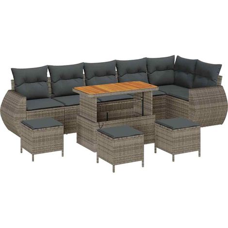 Maison Exclusive - Set Divano da Giardino 10 pcs Grigio Rattan in Polipropilene