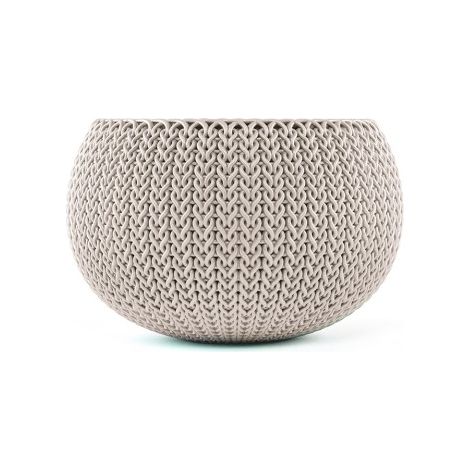 Keter – Cache-pot CURVER aspect tricoté beige – Dimensions 28 x 18 cm – Capacité 3,2 L – Résistant aux intempéries et UV