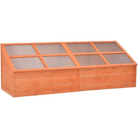 Serre de jardin en bois avec 8 panneaux PC, couvercle rabattable, 180 x 57 x 62 cm - PANGIVO (1/5)