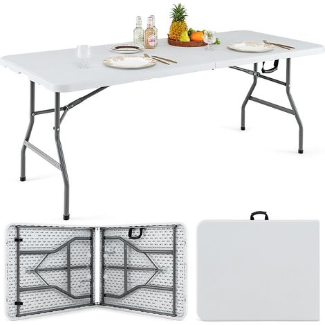 180cm Folding Dining Table Fold-in-half Picnic Long Table w/ Handle (1/5)