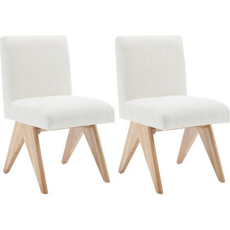 Juego de 2 Sillas de Comedor Tapizadas de Cocina Rústicas con Patas de Madera para Salón Restaurante, Beige, Wahson (1/5)