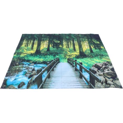 Tapisserie murale en polyester à motif de paysage forestier, 230 x 180 cm, idéale pour la décoration de chambre ou de dortoir. (1/5)