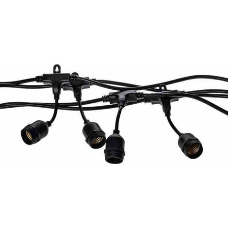 Guirlande Lumineuse - 15 M - Sans Ampoules - Douilles E27 - IP44 - Pour Extérieur Et Intérieur - Noir (1/5)