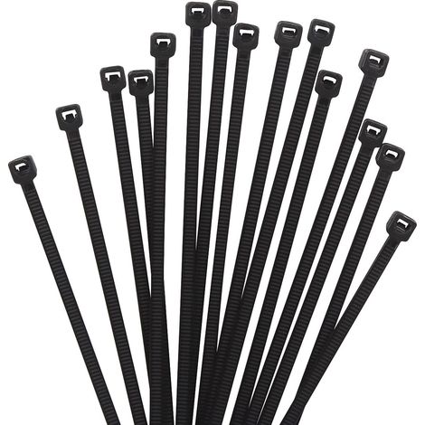 1000 pièces Colliers de Serrage professionnelles, Noir 200 mm x 2.5mm, Autobloquant, Attache Câble Résistant aux UV, Idéale pour l'intérieur et l'exté (1/5)