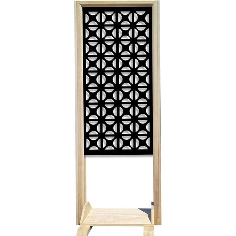 ROUNDCROSS - Separè - Paravento modulabile - 70x190cm - in Legno e PVC Nero (1/3)