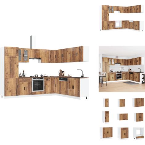 14-tlg. Küchenschrank-Set Porto Altholz-Optik Holzwerkstoff - Küchenschrank-Set - Küchenschrank-Sets - Küchenzeile Einbauküche - Küchenschrank (1/5)