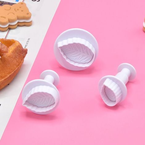Emporte-pièce à nervures de rose, moule à gâteau réaliste, emporte-pièce à biscuits, lot de 3 (1/5)
