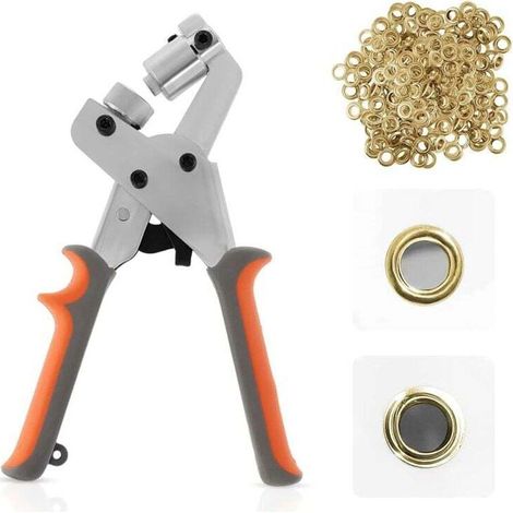 Kit d'outils pour œillets, presse à œillets, pince à œillets, ensemble manuel avec 300 œillets dorés de 10,5 mm, œillets métalliques portables pour ceintures, travaux manuels, affiches