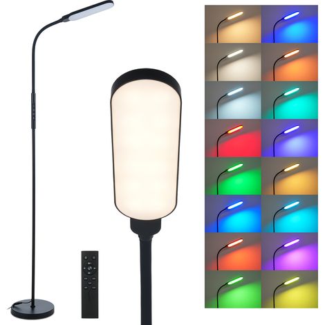 Lampadaire LED RGBCW moderne, lampe sur pied à intensité variable pour salon, chambre, bureau, lampe de lecture avec protection des yeux, commandes tactiles et télécommande, lampe de sol à changement