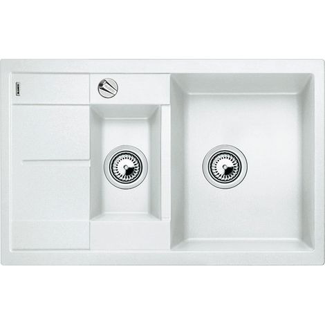 METRA 6 S Compact – Évier de Cuisine Rectangulaire en Granit pour Meubles Bas de 60 cm de Large – Avec Bac Supplémentaire et Égouttoir Réduit – Blanc – 513468 (1/5)