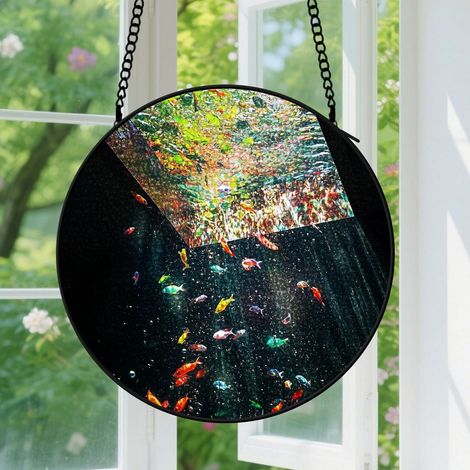 25cm Suspension en vitrail, attrape-soleil en verre coloré, décoration fenêtre artistique, cadeau Anniversaire pour femme, homme, épouse, tante, maman (1/5)