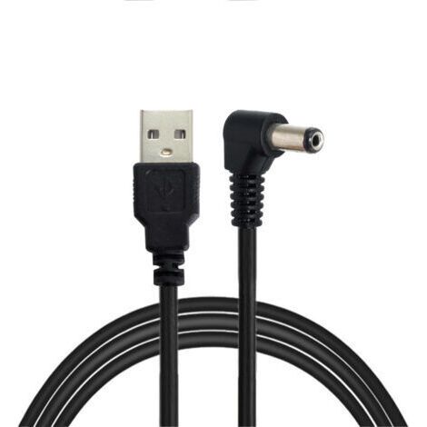 2 Câble de Charge USB 2.0 Type A mâle vers connecteur cylindrique à Angle Droit de 90 degrés, 5,5 x 2,1 mm, CC 5 V, 80 cm (1/5)