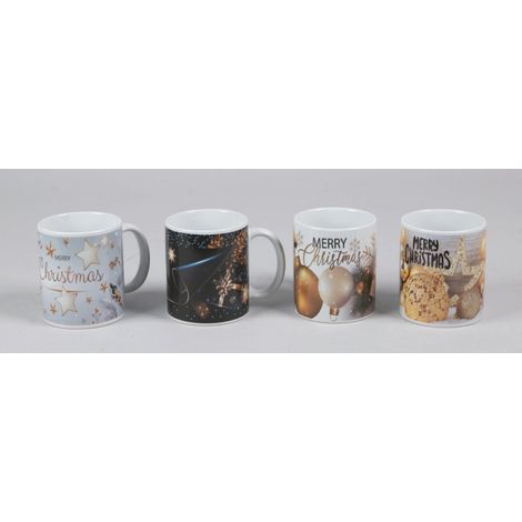 Keramiktasse mit Weihnachtsdekorationen 8x9,5 cm