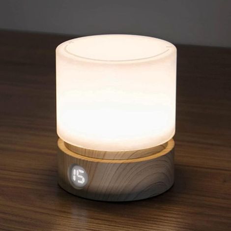 Veilleuse à minuterie, lampe de chevet, idéale pour l'allaitement, intensité réglable, fonctionne sur piles, lumière chaude (1/5)