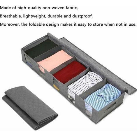 Boîte de rangement sous lit - Unbrand - Pliable - Avec couvercle - Fermeture éclair - Lot de 2 - Pour vêtements (1/5)