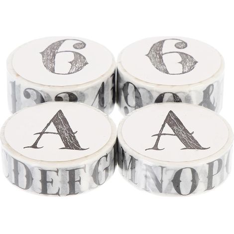 Ruban Décoratif Washi Vintage pour Journal, 4 Rouleaux Lettres (1/5)