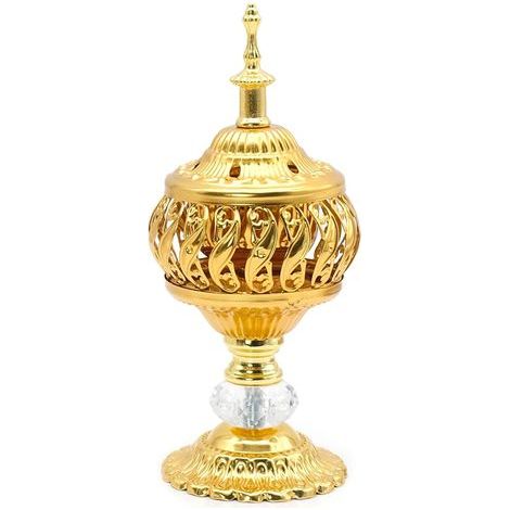 Bruleur Encens Mini Brûleur D'Encens Vintage Encensoir Oriental en Métal avec Couvercle Porte-Cônes pour Décoration Aromathérapie pour Maison Bureau Yoga Spa Méditation (1/5)