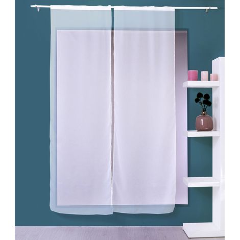 Homemaison – Lot de 2 voiles passe-tringle base droite 70x160 cm – Tissu 100% polyester – Ourlet passe tringle – Couleur blanc