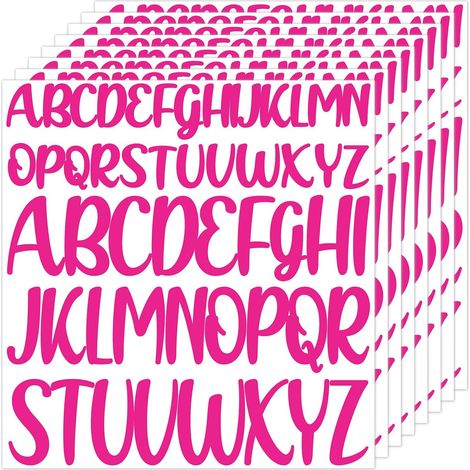 416pcs 8 Feuilles Lettre Autocollantes, 2,5cm 5cm Grand Majuscule Lettres Adhésives Imperméables Autocollants Alphabet Vinyle pour Scrapbooking Décoration Arts Artisanat Affiche (Rose Rouge) (1/5)