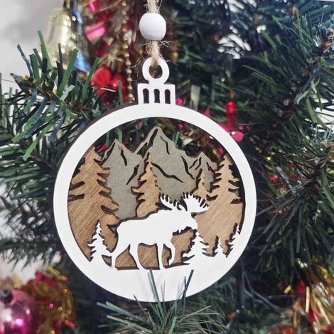 Ornement En Bois - Décoration De Noël Pour Arbre Et Intérieur - Motif Renne Découpé - Boîte De Rangement En Bois - Lot De 6 (1/3)