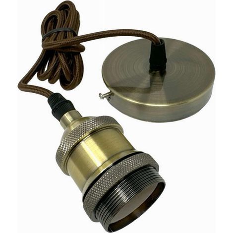 TrAdE Shop Traesio - Lampadario Portalampada A Sospensione Vintage Bronzo Per Lampadine E27 2mt E27-2m-v - (1/5)