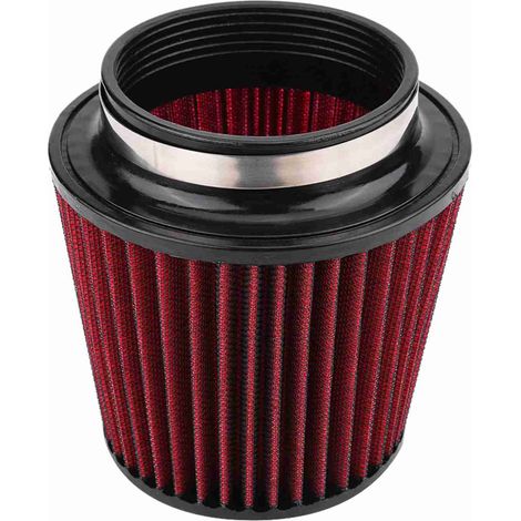 Ortviai Filtre à Air Conique Haute Performance pour Voiture – 100 mm, Coton Imprégné Rouge, Réutilisable (1/5)