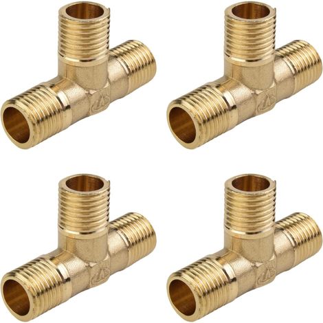 Lot de 4 Té en Laiton 1/4 Pouce Filetage Mâle – Répartiteur 3 Voies, Raccord de Tuyauterie pour CO2 Aquarium, Air Comprimé, Micro-Arrosage et Pneumatique (1/5)