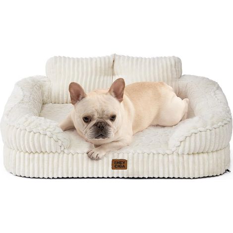 Panier Chien Grande Taille avec Dossier Haut, 76x51cm, Beige (1/5)