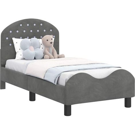 Cadre de lit bébé avec tête de lit, gris foncé (1/5)