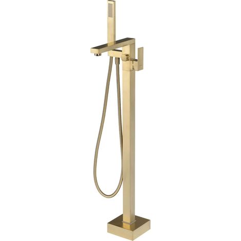 Sapho Cubemix - Bodenmontierte Wannenarmatur, mit Körper, mit Zubehör, mattgold CM021GB (1/4)
