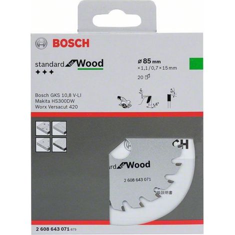 BOSCH LAMA PER SEGA CIRCOLARE OPTILINE WOOD 85x15x1,1 MM