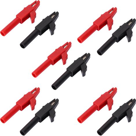10 pièces Pinces de Batterie Rouge et Noir 15A, Câble Électrique Isolé PA pour Connecteur Banane 4mm (1/5)