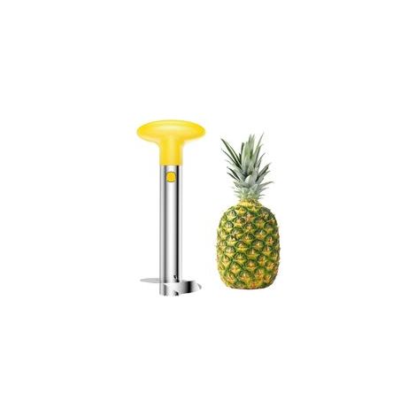 Éplucheur d'ananas en acier inoxydable, éplucheur de cœur et trancheur d'ananas, un outil de cuisine pratique avec des lames tranchantes qui peuvent couper les rondelles de fruits (jaune, emballé dans