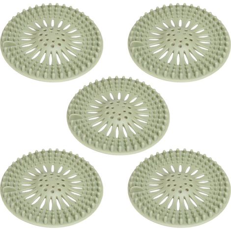 Cache-cheveux en silicone durable pour bonde de douche, facile à installer et à nettoyer, convient pour baignoire et salle de bain (vert). (1/5)