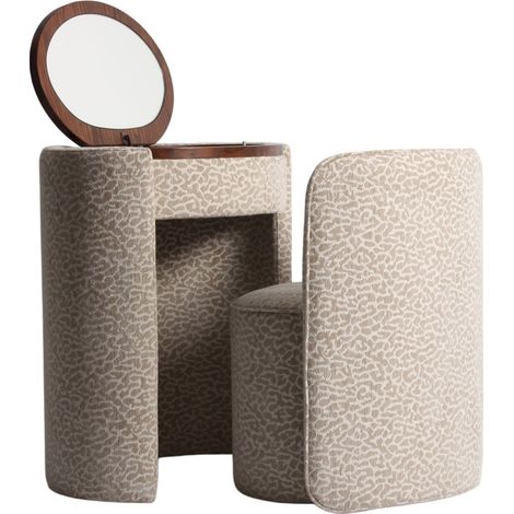 Coiffeuse beige léopard avec miroir intégré - beige léopard (1/5)