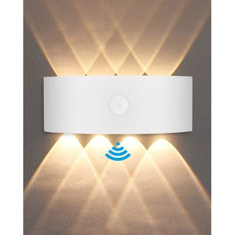 Ecleanfy - Applique Murale Exterieur, Lampe Detecteur de Mouvement Interieur 8W, 3000K Blanc Chaud, Imperméable IP65 - Blanc (1/5)