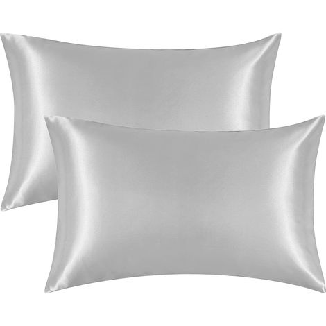 Zwei weiche Kissenbezüge aus Seidensatin für Haar und Haut, waschbar, aus Imitationsseide. (1/5)