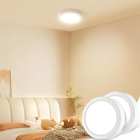 Lot de 2 Plafonnier LED, 3 Couleurs - 3000K/4000K/6500K, 900LM Ø12CM Lampe Plafond, IP54 Etanche Lampe Ronde Moderne pour salle de bain Lampes LED pour Cuisine, Chambre, Couloir, Salon (1/5)