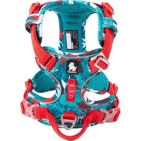 Harnais pour Chien, Ajustement Réglable, Sécurité Réfléchissante, BLEU, XL (1/2)