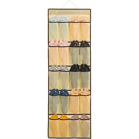 Sac de rangement suspendu pour porte,pour sous-vêtements et culottes, sac de rangement multifonctionnel,Beige [20 compartiments] (1/5)